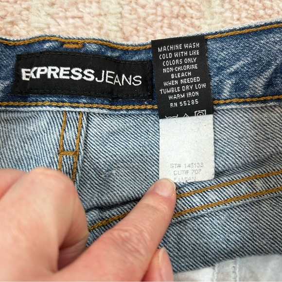 Vintage Y2K Express Extreme Flare Denim Jeans Mid Wash Size 9/10R 90's - Picture 4 of 13